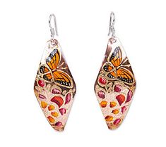 All aflutter: these dangle earrings that are crafted to frame your face with springtime style. From Novica. Bohemian Filigree Earrings For Gift, Unique Hand Painted Butterfly Jewelry, Hand Painted Multicolor Dangle Flower Earrings, Artisan Dangle Filigree Earrings, Butterfly-shaped Filigree Jewelry Gift, Butterfly Dangle Earrings, Easy Mandala, Easy Mandala Drawing, Simple Mandala