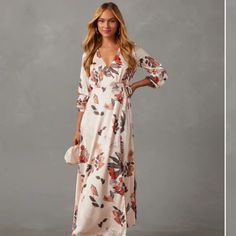 Beautiful Wrap Front With Side Ties Long Sleeve Maxi Dress From Vici. Satin Floral Print. Nwt. Size Small. Runs Long. Chic Cream Maxi Dress With Floral Print, Sleeve Maxi Dress, Long Sleeve Maxi, Long Sleeve Maxi Dress, Colorful Dresses, Floral Print, Floral Prints, Maxi Dress, Satin