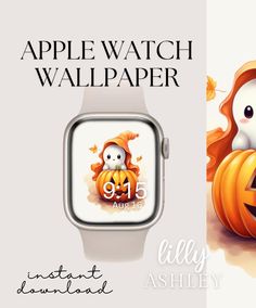 apple watch wallpaper with an owl and pumpkin