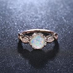 Rose Gold Opal Ring, Rainbow Opal, Vintage Bracelets, Unique Engagement Rings, Opal Gemstone, Opal Rings, Bridal Rings, Morganite