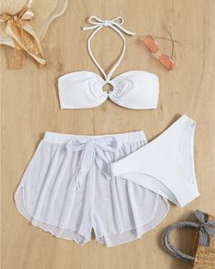 This Sundae Bikini + Shorts Set is truly a treat! Enjoy a matchy-matchy look with these bright white pieces – the bikini top is a scoop of smooth style, and the sheer shorts are the perfect topping. Put on this sweet set and be ready to hit the beach in no time! Unique Bikinis, Desain Buklet, Shorts Swimwear, Bandeau Swimsuit, Sheer Shorts, Swimming Suit, Summer Swim Suits, Cute Swimsuits, Women's Cover Up