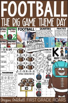 the football game theme is shown in this printable poster