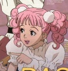 an anime character with pink hair holding a knife