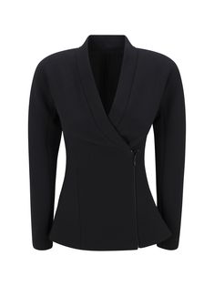 Cotton cinched jacket by alaïa, slight geometric front neckline, asymmetrical double-breasted front zipper closure, monochrome pattern, regular fit. Composition: 100% % Cotton Cinch Jacket, Fit Woman, Structured Jacket, Versace Shop, Monochrome Pattern, Double Breasted Jacket, Luxury Dress, Tailored Jacket, Yoga Wear