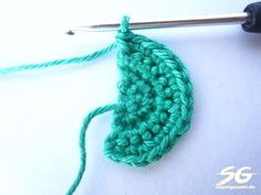 the crochet stitch is being worked on