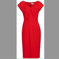 This Beautiful Italian Cocktail Dress Is Just Not Quite The Right Fit For Me. Never Worn, Size It 42 Which Is Roughly A Us 6. Classic Red Cocktail Dress, Classic Red V-neck Dress, Alexander Mcqueen Red, Italian Cocktails, Alexander Mcqueen Dresses, Crepe Midi Dress, Alexander Mcqueen, Alexander, Cocktail Dress