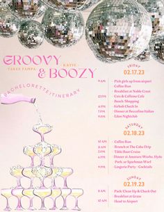 Classy-Disco Themed Bachelorette Tampa Bachelorette, Groovy Bachelorette, Hens Party Themes, Disco Glam, Bachelorette Itinerary, Disco Theme, Bachelorette Party Planning, Bachelorette Themes