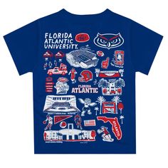 a blue t - shirt with the words florida atlantic university in red, white and blue