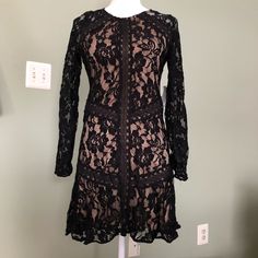 New With Tags Size Medium But Can Fit Small Zippered Back Black/ Nude Tan Lace Detail Purchased $40.00 New Nordstrom Dresses, Black Tan, Black And Tan, Lace Detail, Nordstrom Rack, Lace Dress, Colorful Dresses, Midi Dress, Nordstrom