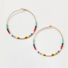 Seed Bead Classic Hoops – adorn512 Adjustable Multicolor Hoop Earrings For Beach, Multicolor Jewelry For Everyday Summer Wear, Multicolor Everyday Jewelry For Summer, Summer Everyday Multicolor Jewelry, Multicolor Beaded Earrings For Everyday, Multicolor Bohemian Hoop Earrings For Beach, Bohemian Multicolor Hoop Earrings For Beach, Multicolor Round Beads Hoop Earrings For Beach, Multicolor Hoop Earrings With Round Beads For Beach