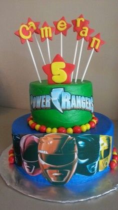 a birthday cake with the name power rangers on it