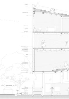 an architectural drawing shows the interior and exterior sections