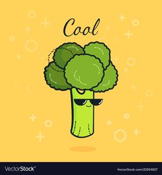 a broccoli with the word coal on it's forehead and eyes drawn by hand