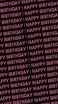 a birthday card with the words happy birthday written in pink and black on a dark background