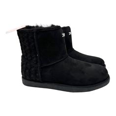 Juicy Couture Jc-Kave Women's Winter Boots B3262sw Black Micro Size 9. Look Cute This Season When You Wear These Kave Boots From Juicy Couture. Boot Features Plush Collar & Lining Step In Memory Foam Comfort Traction Sole Boot Construction Faux Suede Upper Faux Fur Lining Tpr Outsole Boot Details Round Toe Pull-On Padded Footbed 3-In. Shaft 13.5-In. Circumference Black Insulated Slip-on Boots, Wedge Snow Boots, Juicy Couture Boots, Women's Winter Boots, Black Winter Boots, Sequin Boots, Juicy Couture Shoes, Black Rain Boots, Faux Suede Boots