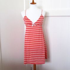 Coral Colored Sun Dress By Sunkissed Couture Adjustable Straps Add A Floppy Hat, Flip Flops, And A Clutch! Size Small | New With Tags! 100% Polyester Casual Fitted Beach Dress With Spaghetti Straps, Fitted Striped Beach Dress, Fitted Striped Dresses For The Beach, Casual Summer Mini Dress For Sleep, Fitted V-neck Summer Sleepwear, Casual Summer Sleepwear Mini Length, Spring Striped Loungewear Dress, Striped Sleepwear For Summer Vacation, Casual Summer Sleep Dress