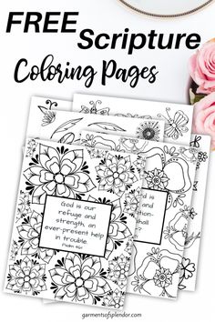 the free printable coloring pages for adults and children to color on with flowers, butterflies and