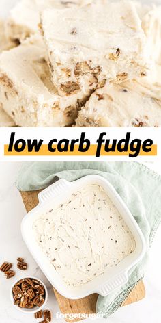 This low carb white chocolate fudge with pecans and white chocolate chips contains only 2g net carbs per delicious piece! Perfect for a low carb Christmas dessert or just because low carb dessert.