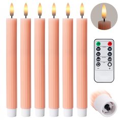 four candles with remote controls on each one