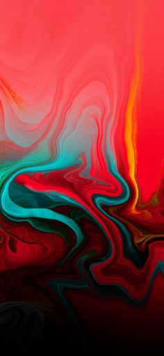 an abstract painting with red and blue colors