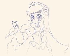 a drawing of a princess holding a cell phone