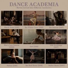 the dance academy poster is shown in many different styles and sizes, including ballet dancers