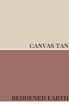 the words canvas tan and reddened earth are shown in black, white, and brown