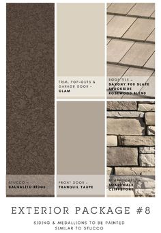 the exterior package 8 is shown in shades of brown, beige and grey with text that reads