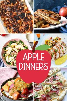 apple dinner menus with text overlay that reads, apple dinners and other dishes