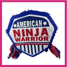 an american ninja warrior pinata with red, white and blue stripes on the front