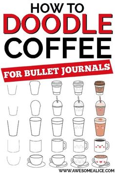 Journal Inspiration Quotes, Doodle Kawaii, How To Doodle, Kawaii Coffee, Coffee Doodle, Art Journal Challenge, Doodle Art For Beginners, Bujo Doodles, Art Journal Prompts