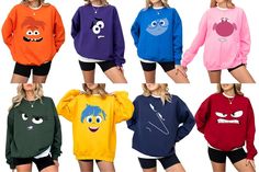 Personalized Inside our Feeling 2 Characters Out costumes Emotional Shirt Design Custom Tees Funny Characters Custom Inside 2 Character T-Shirt Emotions Shirts for Kids Youth & Adults (Sweatshirt) Funny Characters, Funny Character, Custom Tees, Pharmacy Gifts, Shirt Design, Shirt Designs, For Kids