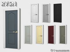 the doors are all different colors and sizes