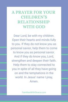 a prayer for your children's relationship with god