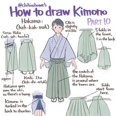 the instructions for how to draw kimonos, part 10 from an instruction book