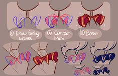 how to draw bow ties with colored pencils and marker pens step by step instructions