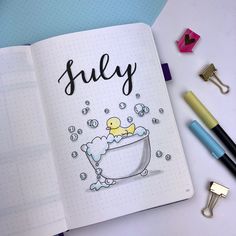 an open notebook with the words silly written on it and a rubber ducky in a bathtub