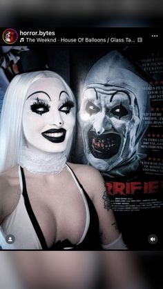 Goth Characters Costume, Terrifier Makeup Look, Female Art The Clown Terrifier Costume, Costume Ideas Women Black Hair, Halloween Costumes Body Painting, Terrifier Women Costume, Women Halloween Costume Scary, Terrifier Inspired Makeup, Unique Horror Costumes