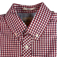 Nwt Ben Sherman Mod Fit. Red Checkered Button Down. Size Small Mens Plaid Top With Button Closure For Business Casual, Collared Burgundy Top With Button Closure, Burgundy Collared Top With Button Closure, Red Shirt With Button Closure For Fall, Burgundy Button-up Shirt With Button Closure, Red Button Closure Shirt For Fall, Red Shirt With Button Cuffs For Fall, Classic Burgundy Button-up Shirt, Red Cotton Shirt With Button Closure