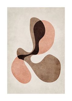 an abstract art print with pink, brown and black shapes