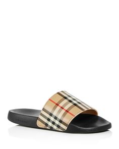 Burberry Men's Furley Vintage Check Slide Sandals Burberry Clothing, Patek Philippe Mens, Burberry Outfit, Men Slides, Tom Ford Men, Mens Fashion Streetwear, Brown Leather Bag, Hugo Boss Man, Calvin Klein Men