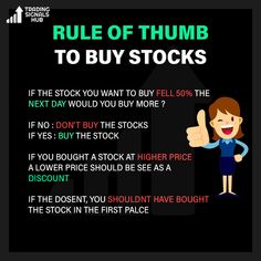 a woman giving the thumbs up sign with text that reads, rules of thumb bump to buy stocks