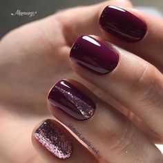 Дизайн Ногтей 2018 Burgundy Nail Art, Burgundy Nail Designs, Wine Nails, Fall Gel Nails, Trendy Nail Design, Gel Nail Designs, Glitter Nail Art