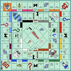 a monopoly board game with various items on it