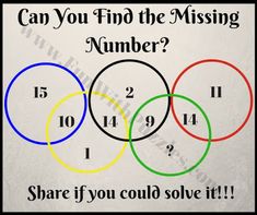 a poster with three circles and the words can you find the missing number? share if you could solve it