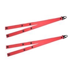 three red lanyard straps on white background