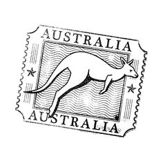 a stamp with an image of a kangaroo on it's back and the words australia written