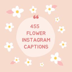 the words, 45 flower instagram captions on a pink background with daisies