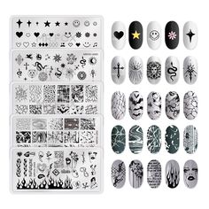 PRICES MAY VARY. ❤【Package Contents】5 Pcs Nail Art Stamp Template Image Plate Set, Marble Punk Spider web heart star patterns, you can find the patterns you like and create your style. Notice: the stamp and scraper are not included. ❤【Quality】The plate is made of high quality stainless steal which ensure the high quality of the product. ❤【Ideal Gif】Mr.Fox's stamping kits are appropriate for any holiday or special event, such as birthday, holiday, anniversary, Christmas, Valentine's Day, Hallowee Cross Nail Art, Web Heart, Leaf Nail Art, Stamp Template, Cross Nails, Halloween Nails Easy, Star Theme, Nail Art Stamping Plates, Animal Nails