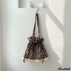 Olivia Mark - Bags women's bags fashion trends shoulder bag drawstring pleated nylon bag senior sense of leopard print tote bag Leopard Print Tote, Women Bags Fashion, Bags Fashion, Nylon Bag, Print Tote, Printed Tote Bags, Women's Bags, Olivia Mark, Drawstring Bag